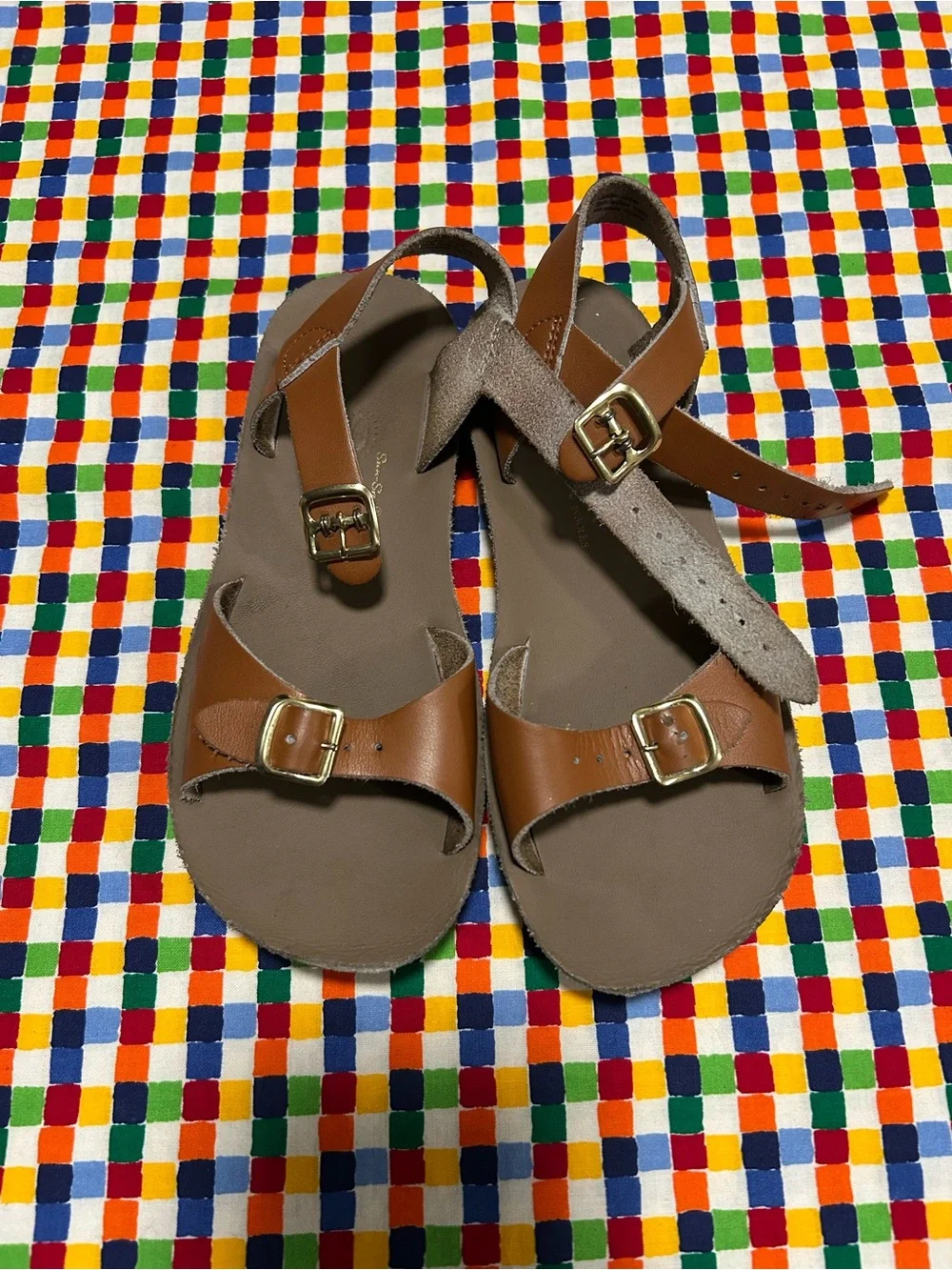 Boys saltwater sun san Brown Leather Buckle Sandals 1